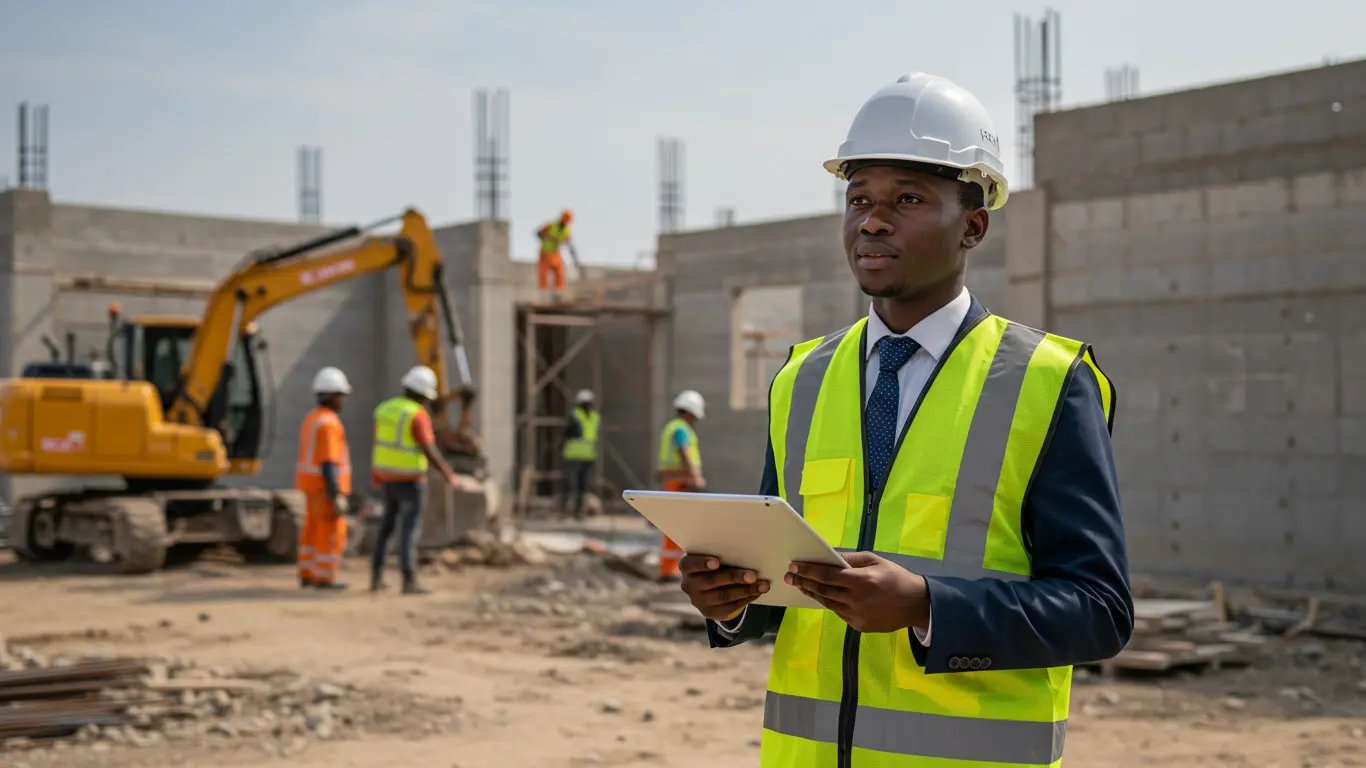 Engineer inspecting an African construction project
